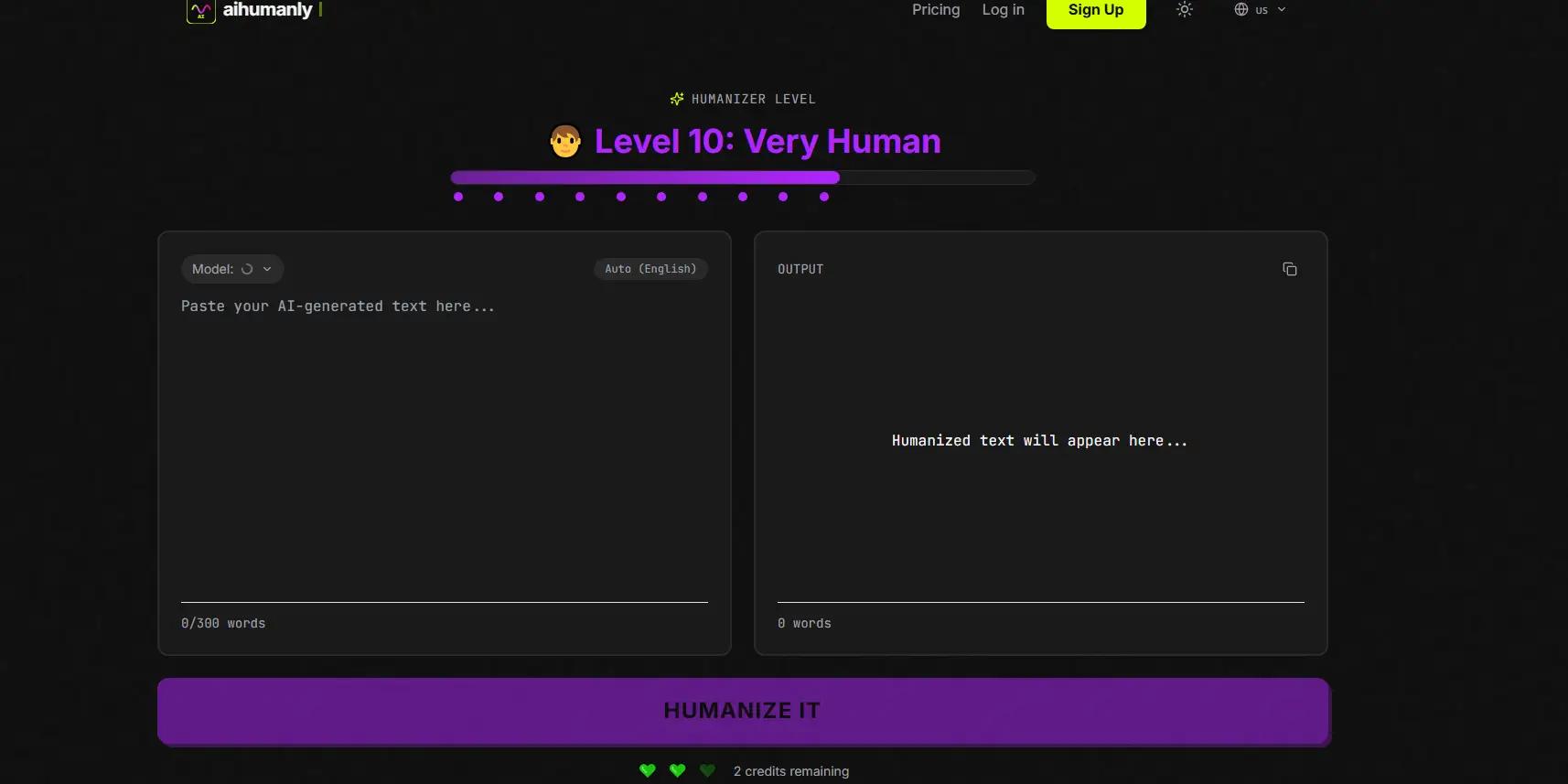 AiHumanly - Usa gli strumenti Humanizer con cautela