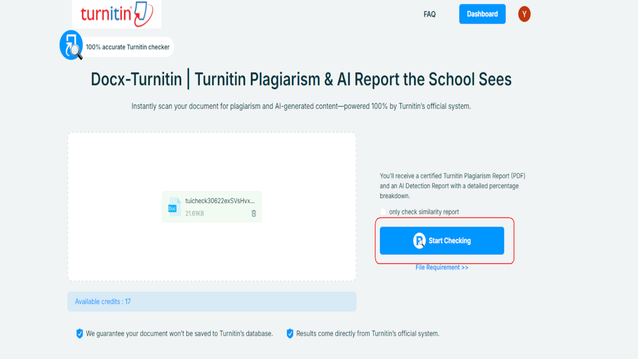 Upload your document and click ‘Start Checking’